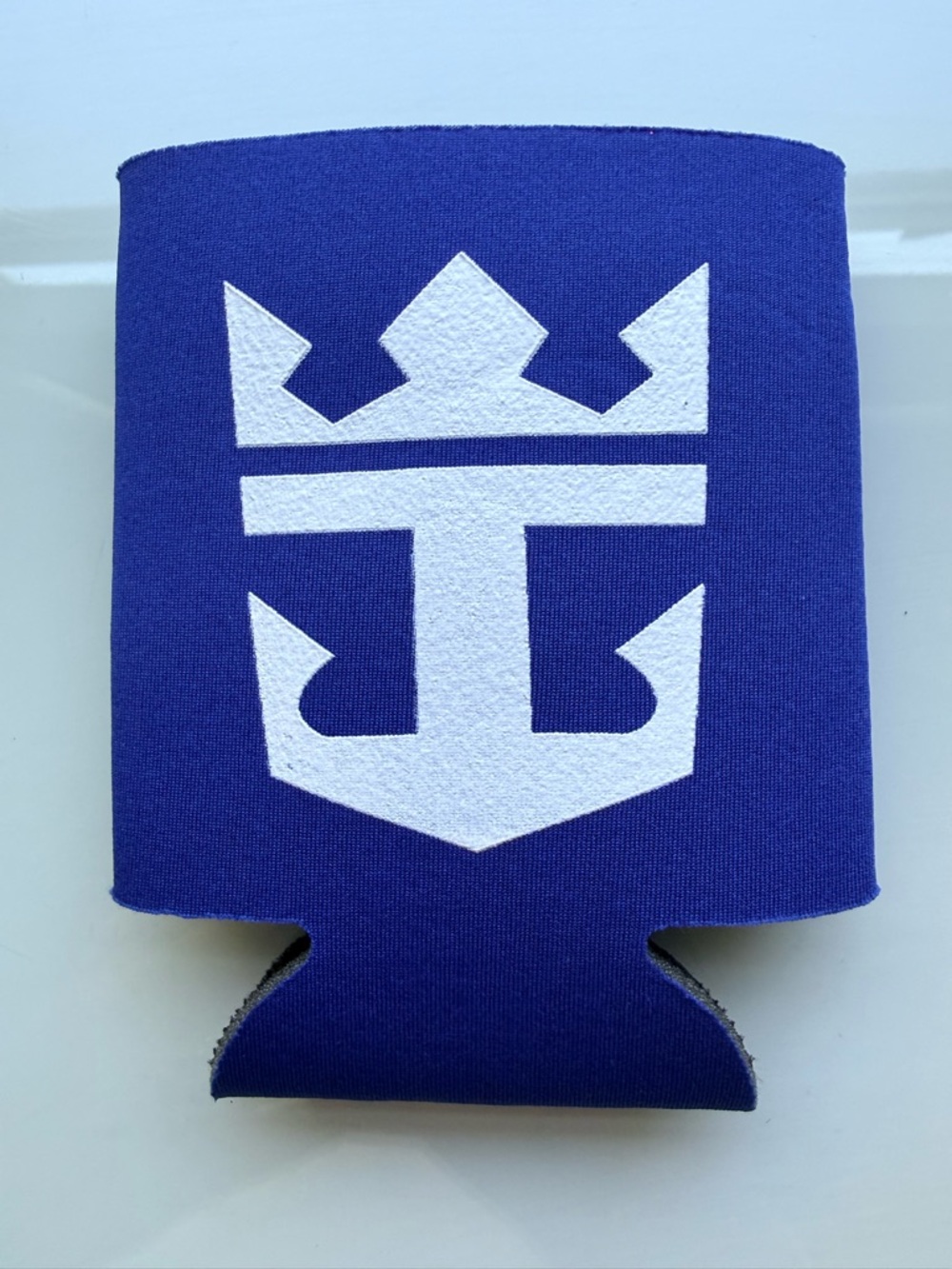 Royal Caribbean Blue Coozie with White Anchor Crown Logo